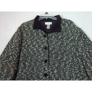 Spiegel Woman's  Jacket Textured Tweed‎ Like  Black Multi Velvet Collar Size 24W